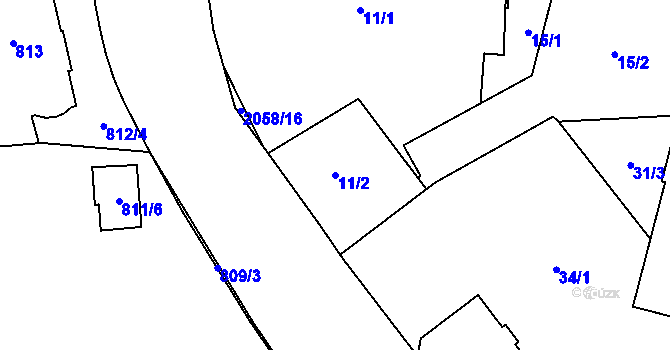 Parcela st. 11/2 v KÚ Hrušov, Katastrální mapa