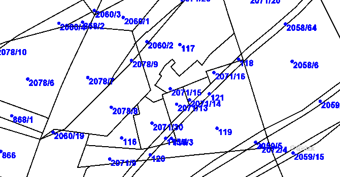 Parcela st. 2071/15 v KÚ Hrušov, Katastrální mapa