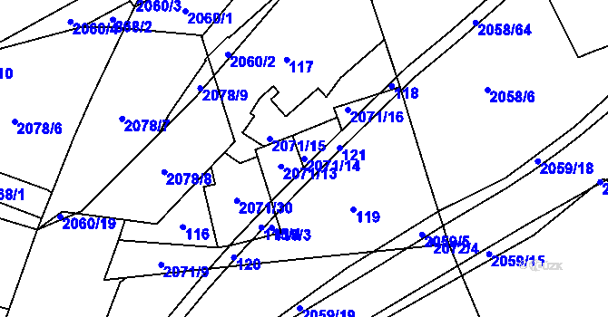 Parcela st. 2071/14 v KÚ Hrušov, Katastrální mapa