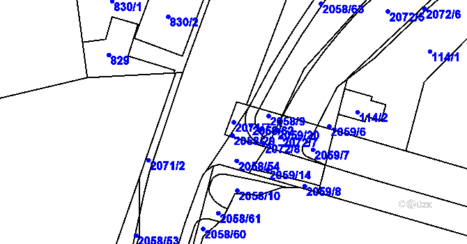 Parcela st. 2071/7 v KÚ Hrušov, Katastrální mapa