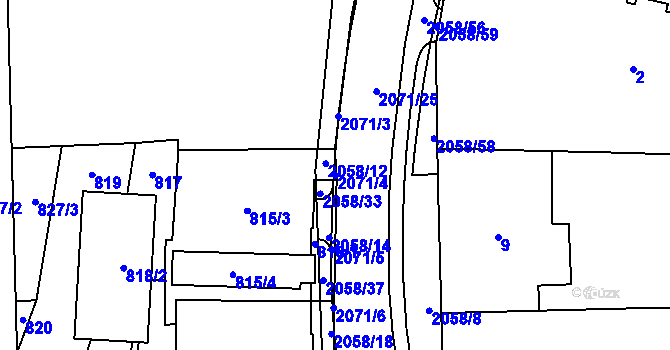 Parcela st. 2071/4 v KÚ Hrušov, Katastrální mapa