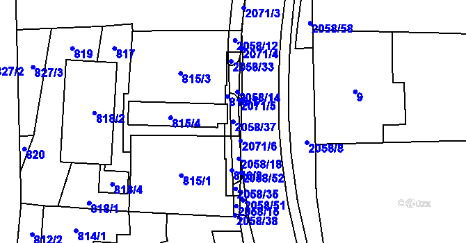 Parcela st. 2058/37 v KÚ Hrušov, Katastrální mapa