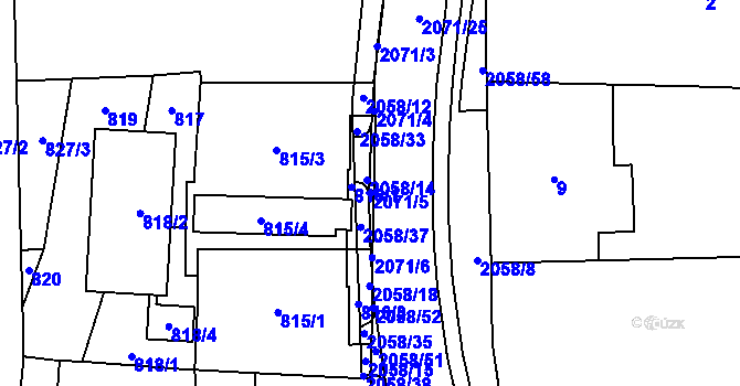 Parcela st. 2071/5 v KÚ Hrušov, Katastrální mapa