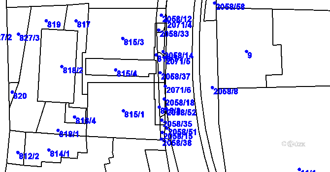 Parcela st. 2071/6 v KÚ Hrušov, Katastrální mapa
