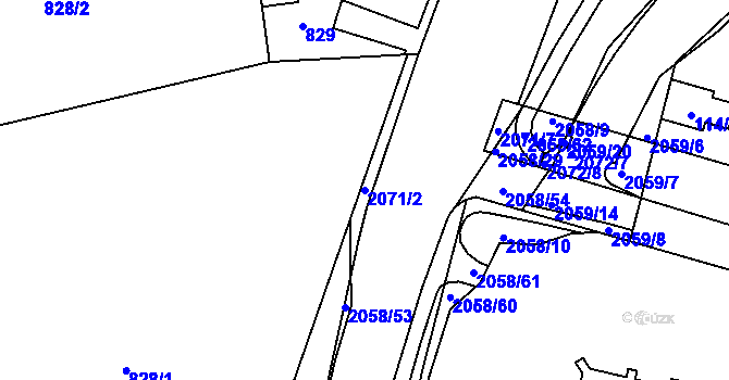 Parcela st. 2071/2 v KÚ Hrušov, Katastrální mapa