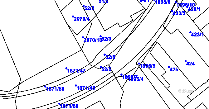 Parcela st. 52/6 v KÚ Hrušov, Katastrální mapa
