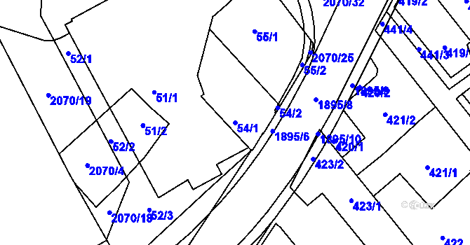 Parcela st. 54/1 v KÚ Hrušov, Katastrální mapa