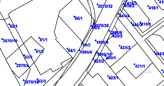 Parcela st. 54/2 v KÚ Hrušov, Katastrální mapa
