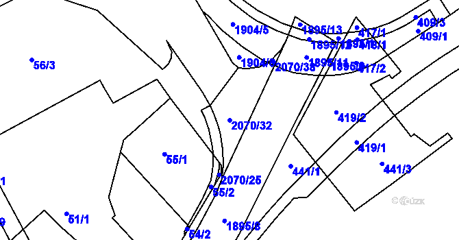 Parcela st. 2070/32 v KÚ Hrušov, Katastrální mapa