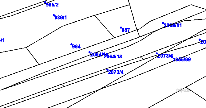 Parcela st. 2064/18 v KÚ Hrušov, Katastrální mapa