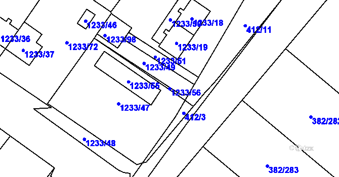 Parcela st. 1233/56 v KÚ Hrušov, Katastrální mapa