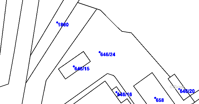 Parcela st. 646/24 v KÚ Hrušov, Katastrální mapa