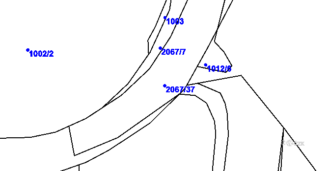 Parcela st. 2067/37 v KÚ Hrušov, Katastrální mapa