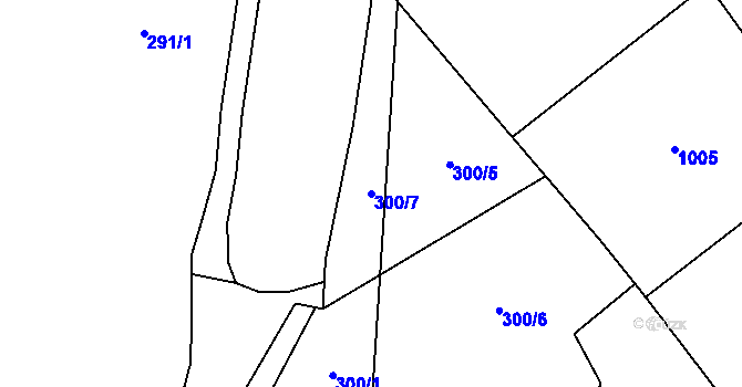 Parcela st. 300/7 v KÚ Hrušov, Katastrální mapa