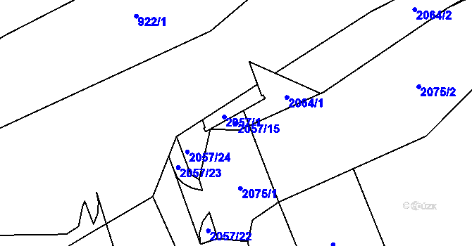 Parcela st. 2057/15 v KÚ Hrušov, Katastrální mapa