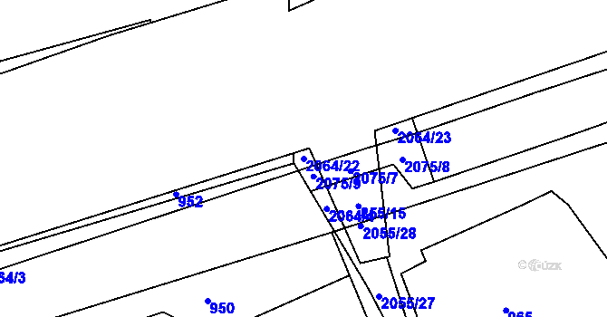 Parcela st. 2064/22 v KÚ Hrušov, Katastrální mapa