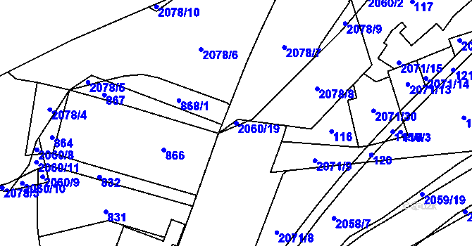 Parcela st. 2060/19 v KÚ Hrušov, Katastrální mapa