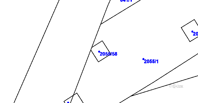 Parcela st. 2055/58 v KÚ Hrušov, Katastrální mapa