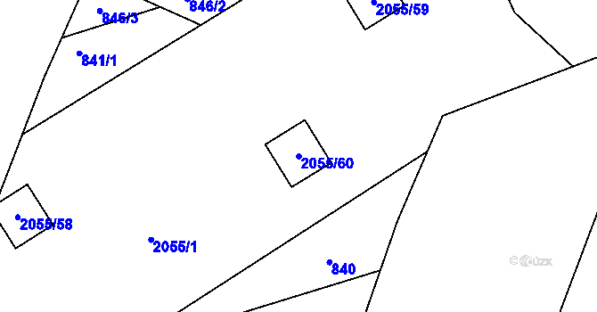 Parcela st. 2055/60 v KÚ Hrušov, Katastrální mapa