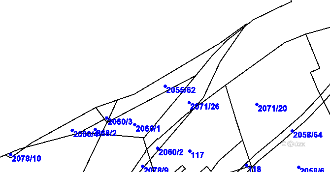 Parcela st. 2055/62 v KÚ Hrušov, Katastrální mapa