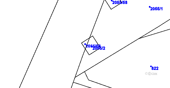 Parcela st. 2055/68 v KÚ Hrušov, Katastrální mapa