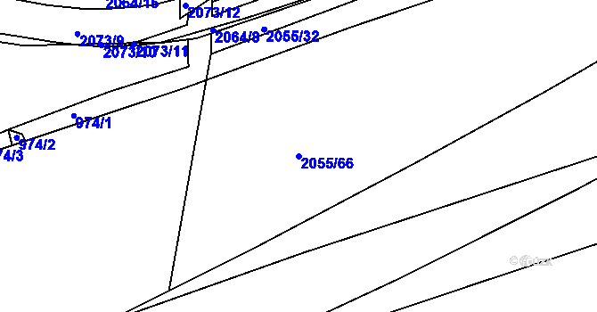 Parcela st. 2055/66 v KÚ Hrušov, Katastrální mapa