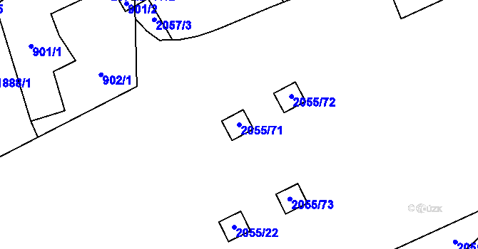 Parcela st. 2055/71 v KÚ Hrušov, Katastrální mapa