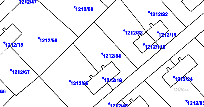 Parcela st. 1212/84 v KÚ Hrušov, Katastrální mapa