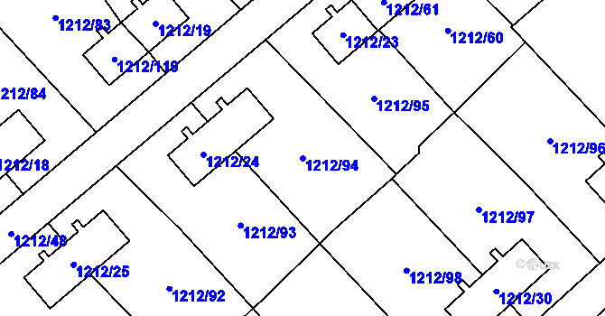 Parcela st. 1212/94 v KÚ Hrušov, Katastrální mapa