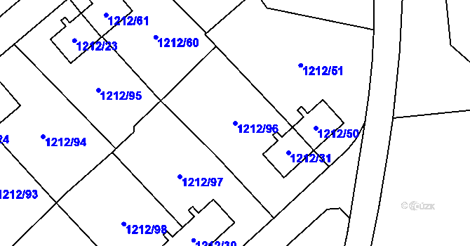Parcela st. 1212/96 v KÚ Hrušov, Katastrální mapa