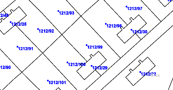 Parcela st. 1212/99 v KÚ Hrušov, Katastrální mapa