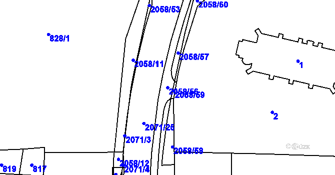 Parcela st. 2058/56 v KÚ Hrušov, Katastrální mapa