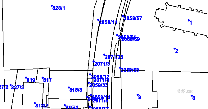 Parcela st. 2071/25 v KÚ Hrušov, Katastrální mapa