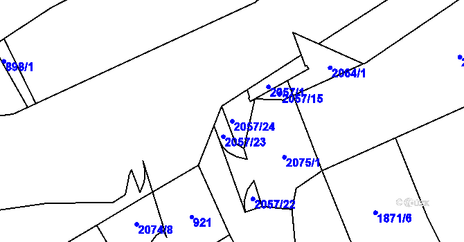 Parcela st. 2057/24 v KÚ Hrušov, Katastrální mapa