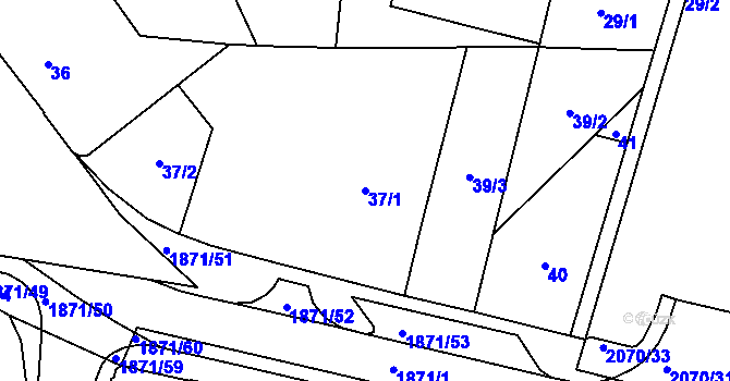 Parcela st. 37/1 v KÚ Hrušov, Katastrální mapa