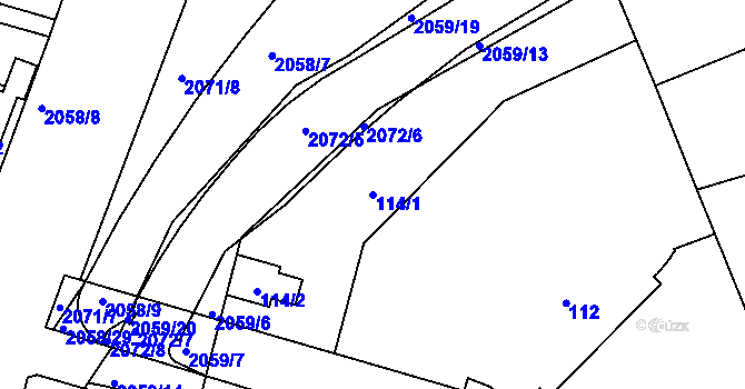 Parcela st. 114/1 v KÚ Hrušov, Katastrální mapa