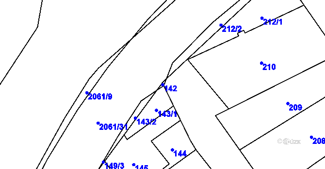 Parcela st. 142 v KÚ Hrušov, Katastrální mapa