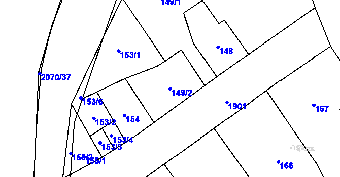 Parcela st. 149/2 v KÚ Hrušov, Katastrální mapa