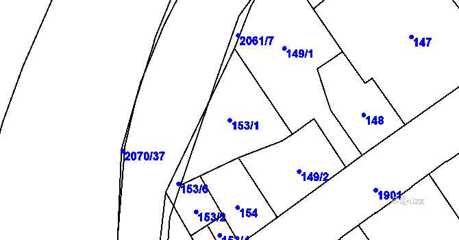 Parcela st. 153/1 v KÚ Hrušov, Katastrální mapa