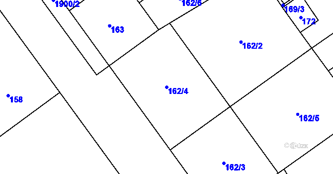 Parcela st. 162/4 v KÚ Hrušov, Katastrální mapa