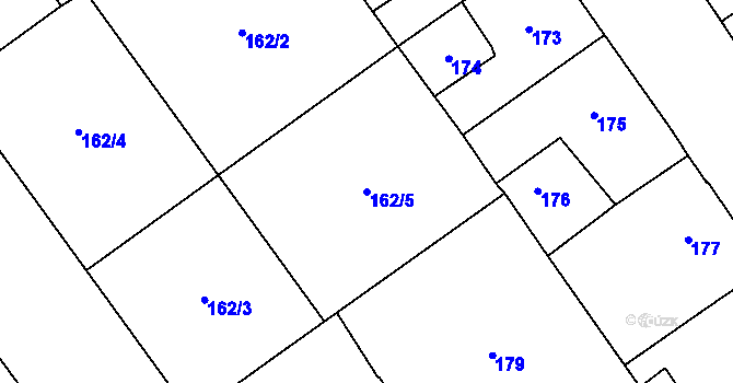Parcela st. 162/5 v KÚ Hrušov, Katastrální mapa