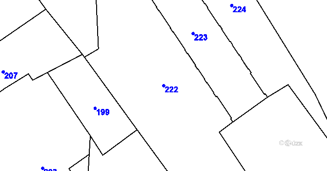 Parcela st. 222 v KÚ Hrušov, Katastrální mapa
