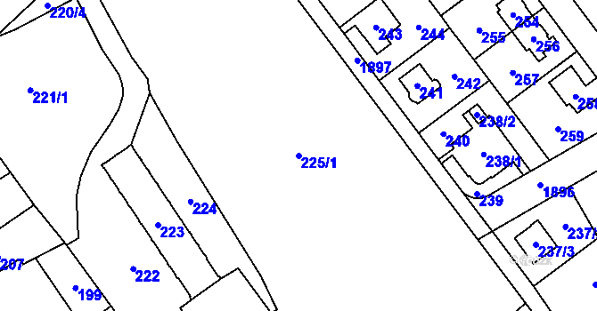 Parcela st. 225/1 v KÚ Hrušov, Katastrální mapa