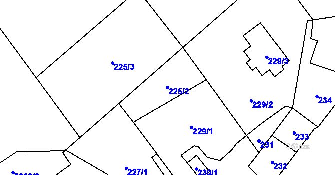 Parcela st. 225/2 v KÚ Hrušov, Katastrální mapa