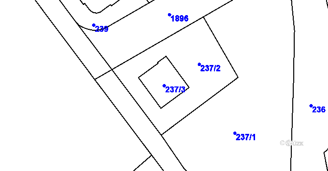 Parcela st. 237/3 v KÚ Hrušov, Katastrální mapa