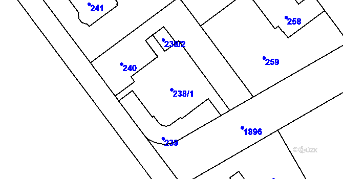 Parcela st. 238/1 v KÚ Hrušov, Katastrální mapa