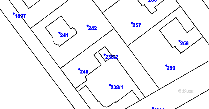 Parcela st. 238/2 v KÚ Hrušov, Katastrální mapa