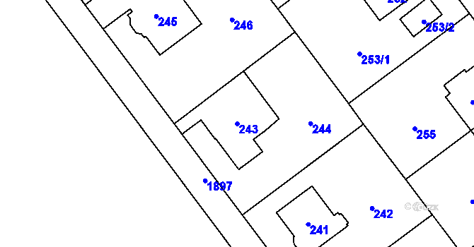 Parcela st. 243 v KÚ Hrušov, Katastrální mapa