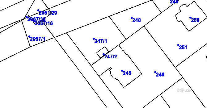Parcela st. 247/2 v KÚ Hrušov, Katastrální mapa
