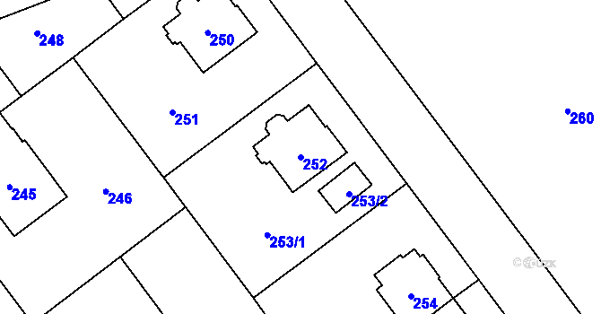 Parcela st. 252 v KÚ Hrušov, Katastrální mapa